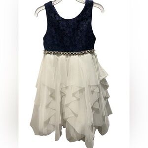 American Princess Blue and Cream Embellished Formal Dress